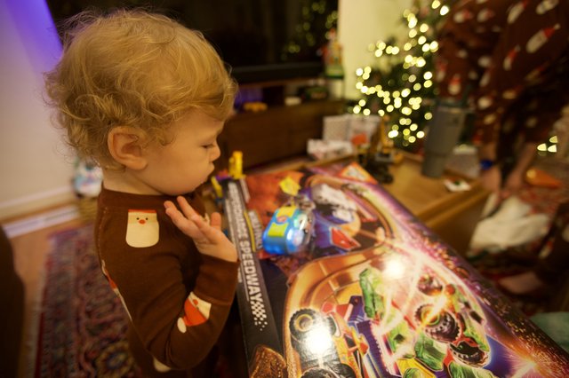 Toddler's Magical Christmas Morning with New Race Track