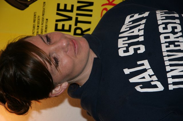 Woman in Cal State Hoodie at Film Event
