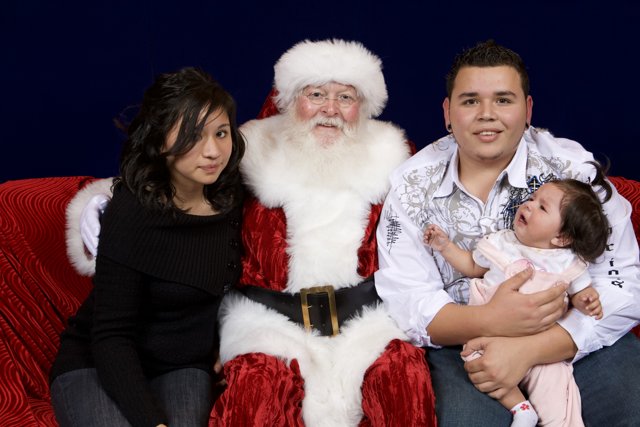 Santa Claus visits a happy family