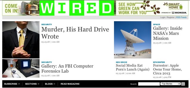 Wired Magazine Website Screenshot