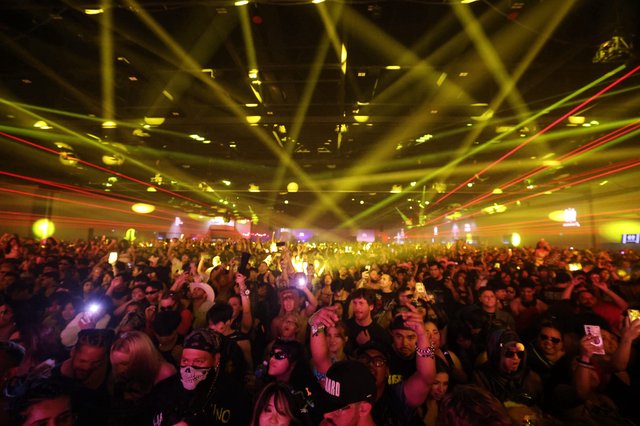 Laser Light Storm Over Massive EDM Festival Crowd