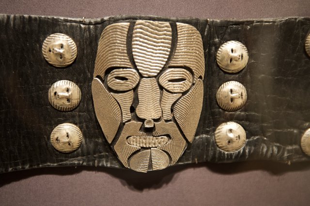 Ancient African Ceremonial Belt with Ivory Face Mask