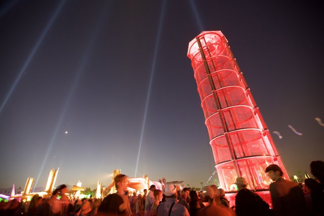 Red Tower at Night
