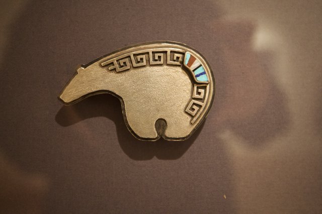Native American Bear Fetish Pin with Inlay Work