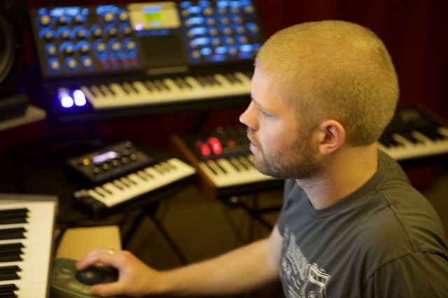 Morgan Page Creating Music On His Electronic Keyboard