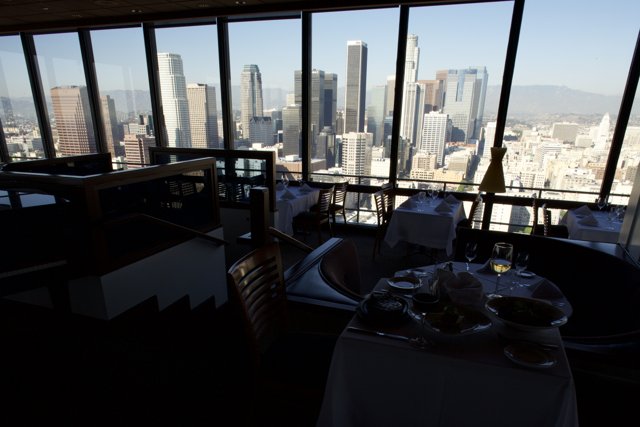 Cityscape Dining at a High-Rise Restaurant