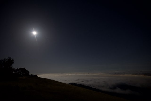 Moonlit Sea of Clouds Above Mount Diablo