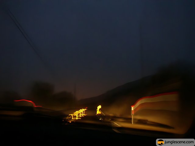 Blurry Night Drive on the Highway