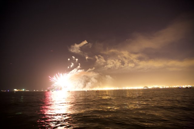 Flares and Fireworks by the Ocean