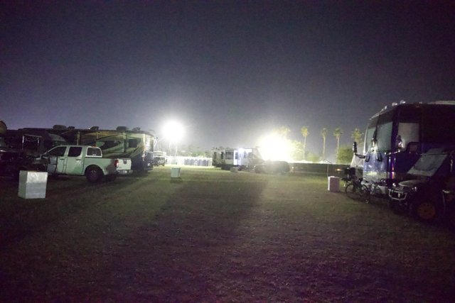 Illuminated Nighttime Oasis: Coachella 2024 Campground