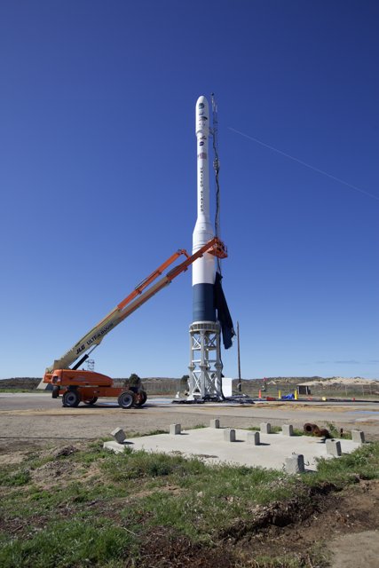 Rocket Launch with an Orange Crane