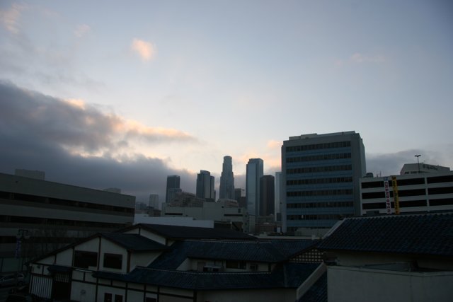 View of City Skyline from Rooftop