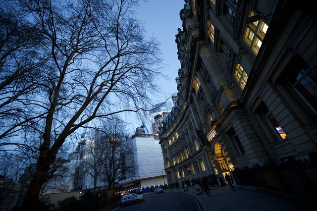London Building Under Construction at Dusk