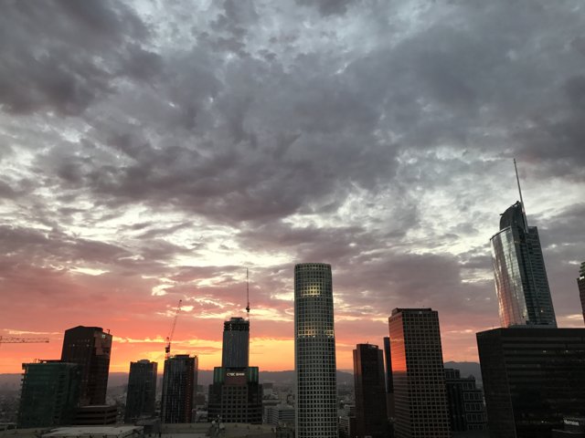 Vibrant Sunset over an Urban Metropolis