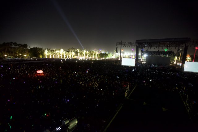 Night Sky Illuminates Explosive Crowd at Coachella