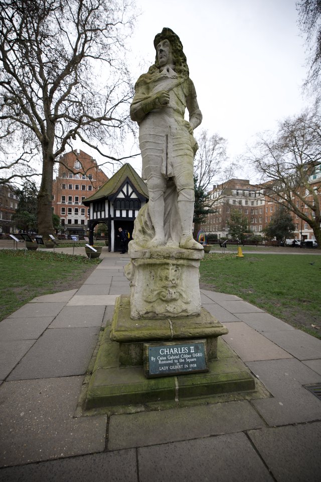 Historic Statue of Charles II in London Square