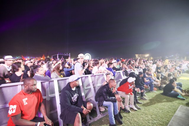 Crowd enjoying the music under the night sky