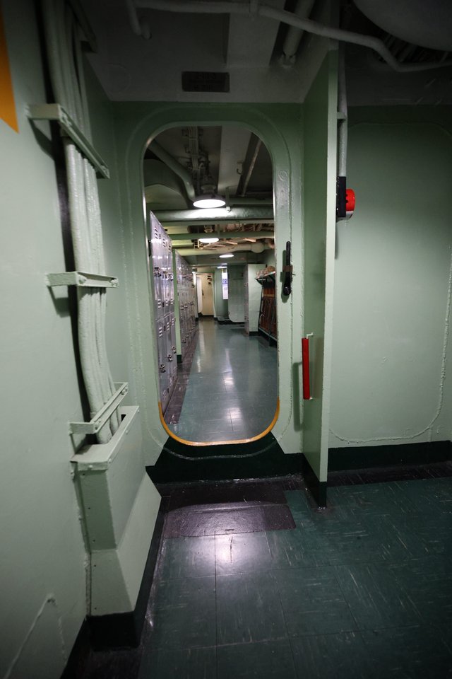 Naval Vessel Interior Corridor with Watertight Door