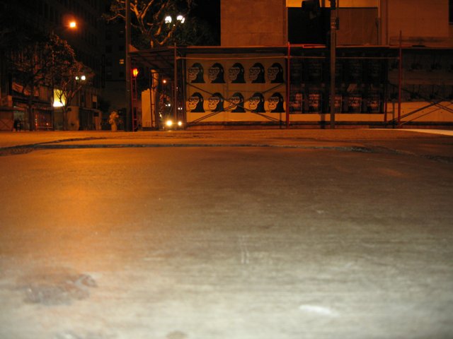 Nighttime View of Urban Street