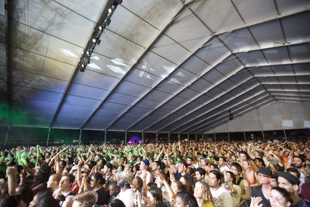 Green-Lit Crowd at Coachella Concert