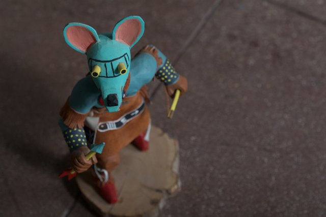 Blue and Green Toy Mouse