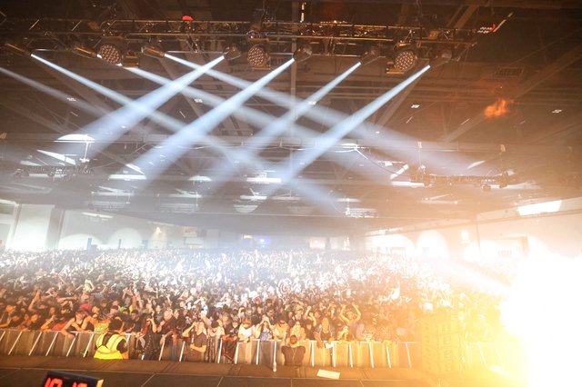 Massive EDM Crowd Illuminated by Laser Light Show