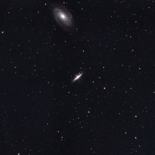 M82 and M81 Galaxies in SHO Narrowband Palette