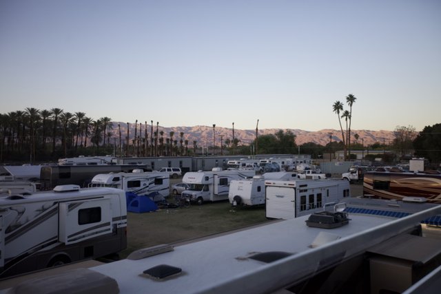 Sunset over RV Parks and Mountains