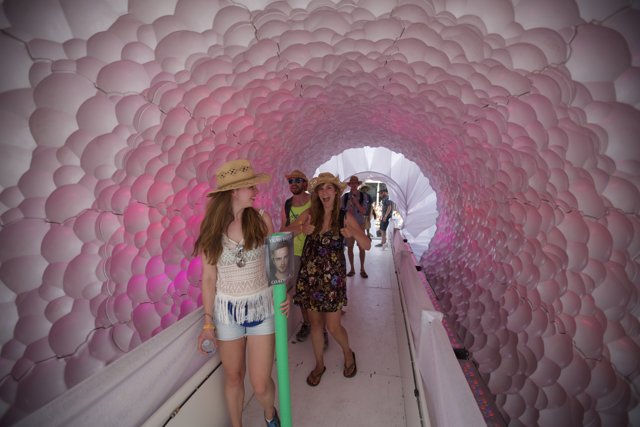 Aaron Paul Walks through Inflatable Tunnel at Coachella
