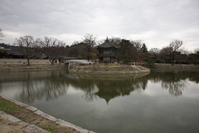The Serene Pond Pagoda: A Melody of Korean Reflection