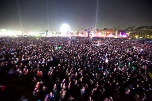 2013 Coachella Crowd Rocks under the Night Sky