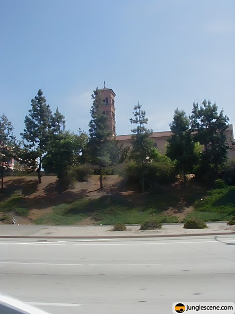 Hilltop Church with a Clock Tower