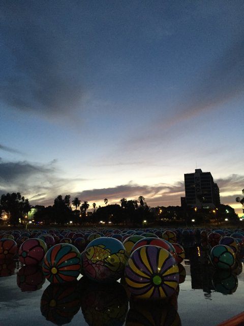 Colorful Spheres at Dusk