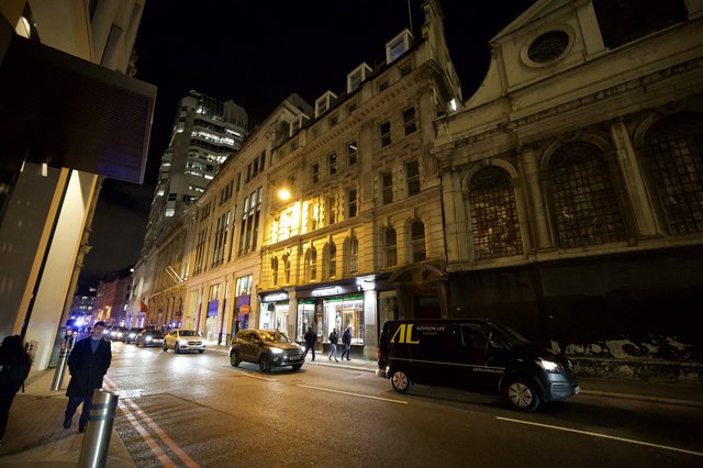 Historic London Street Scene at Night