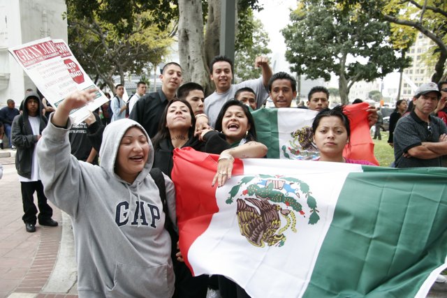 Mexican Flag and Protest Signs