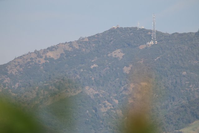 Radio Towers on Distant Mountain Ridge at Dawn