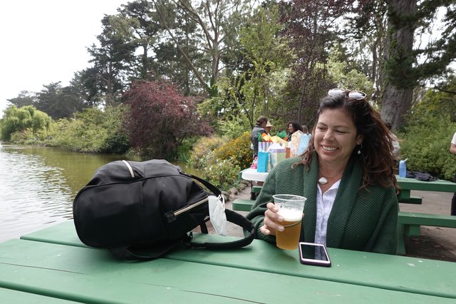 Relaxing with Beer by the Lake