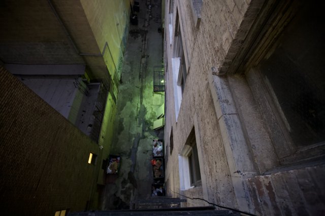 Green Glow in the Urban Alleyway