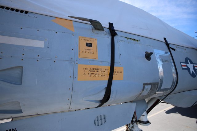 Emergency Canopy Jettison Panel on Vintage Military Aircraft