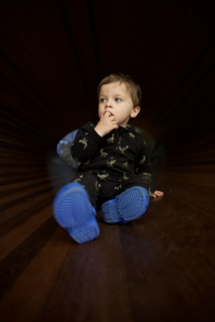 Exploring His World: Young Wesley's Wooden Tunnel Adventure