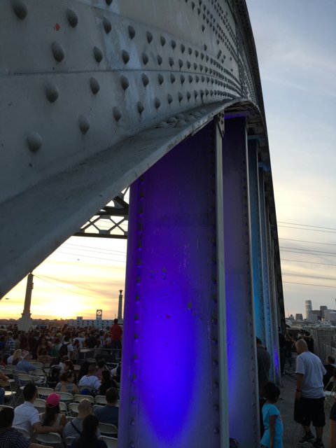 Blue-Lit Bridge in the City
