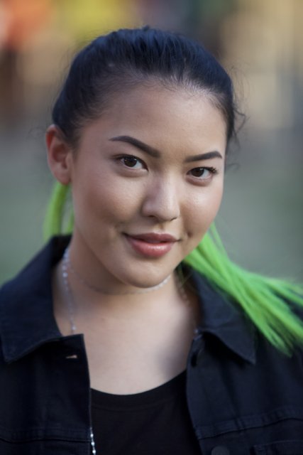Green-haired Smiling Portrait