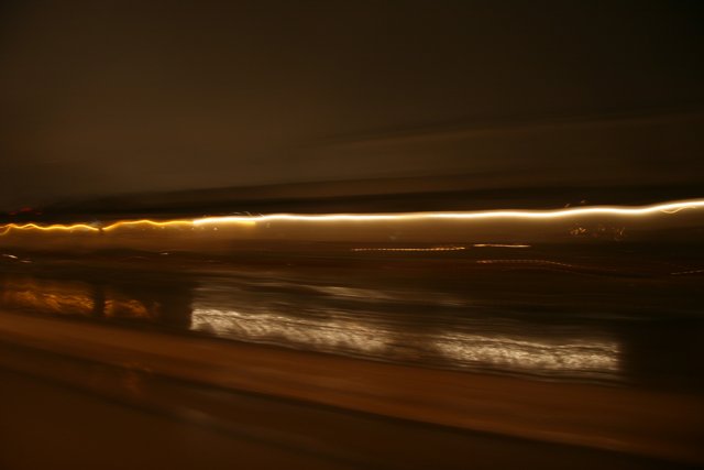 Blurry Train Lights at Night