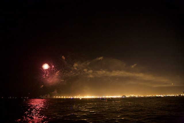 Flaring Fireworks Light Up San Diego Skyline