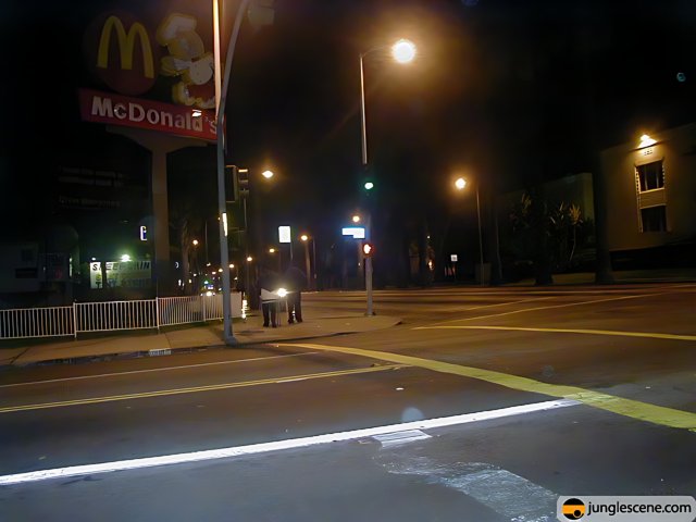 Glowing McDonald's Sign in the City at Night