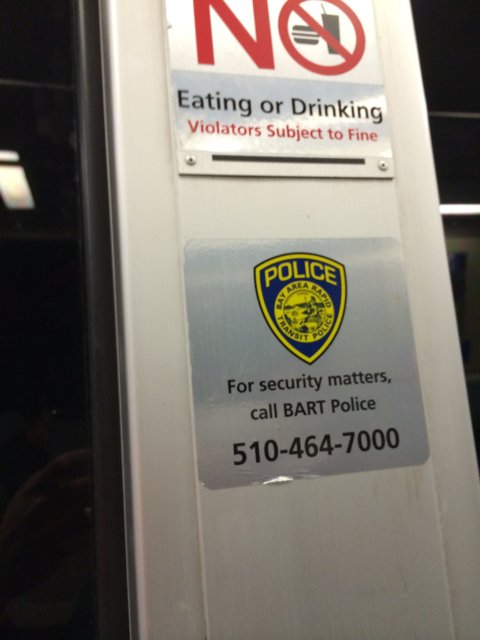 No Eating or Drinking Sign on Train in San Francisco