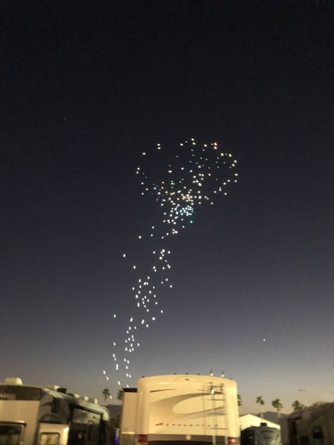 A Spectacular Display of Fireworks and Balloons