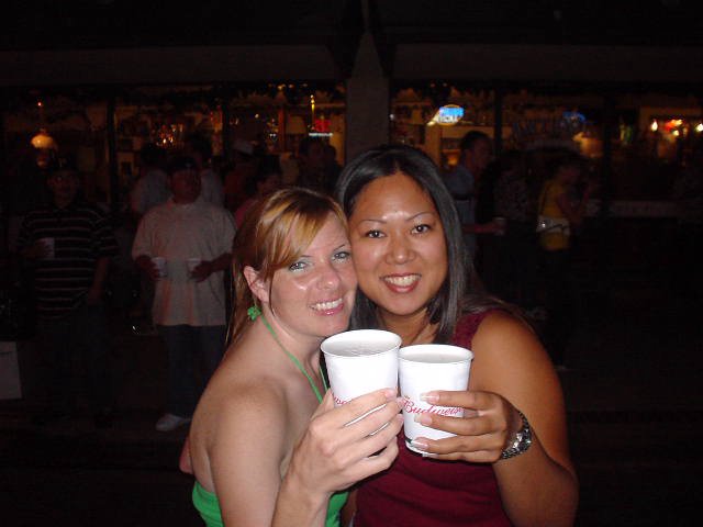 Two Friends Toasting with Budweiser at a Bar
