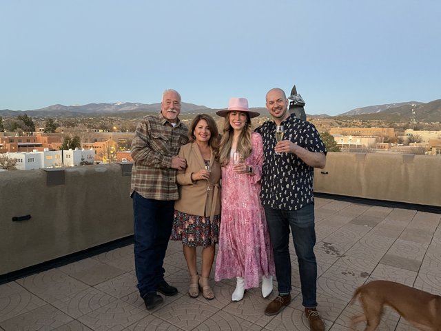 Family and Furry Friend on the Rooftop