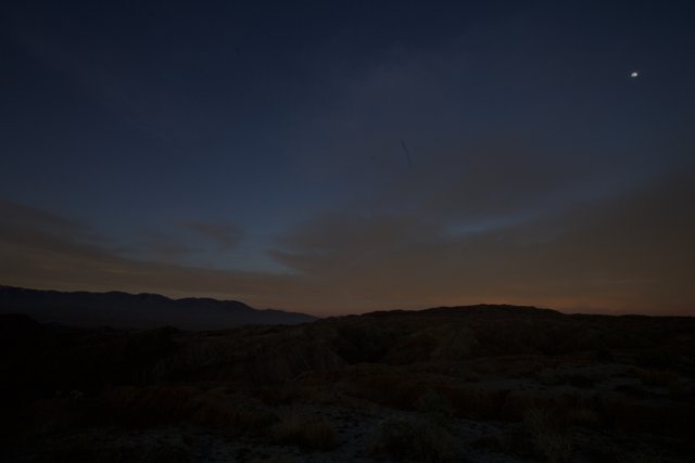 Moon and Plane over Anza Borrego Desert